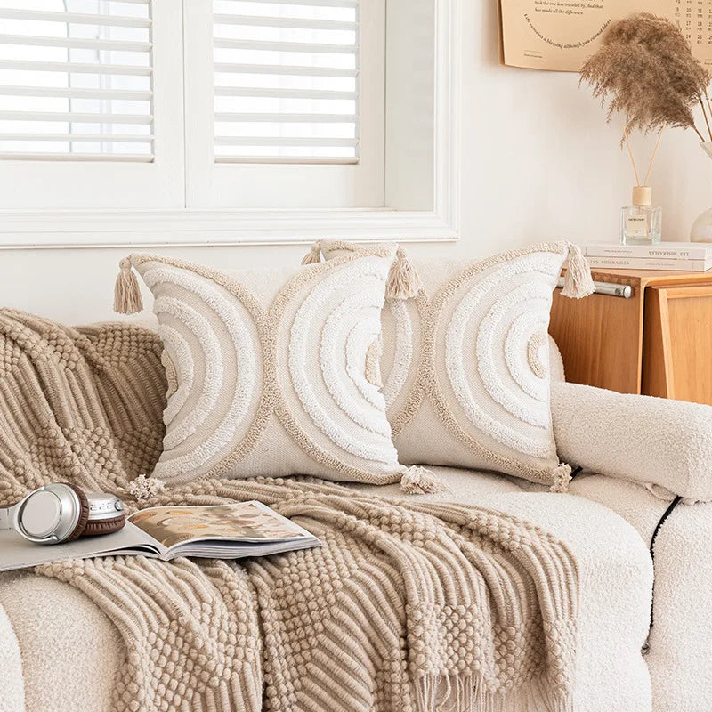 Decorbites™ Geometrisches Tufting-Beige-Graues Kissenbezug Nordischer Stil für Moderne Dekoration
