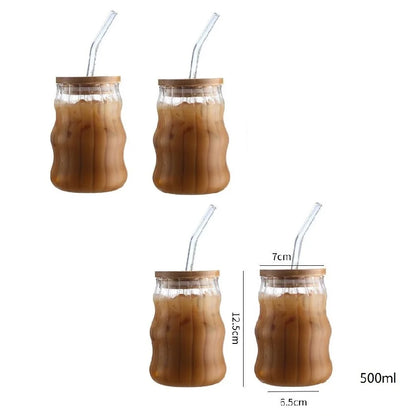Decorbites™ Glasbecher-Set mit Deckel und Trinkhalm, transparentes Trinkgeschirr für Tee, Saft, Bier oder Milch
