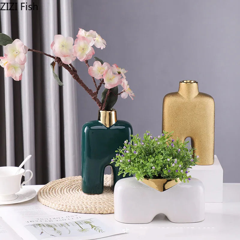 Gold Ceramic Desk Vase