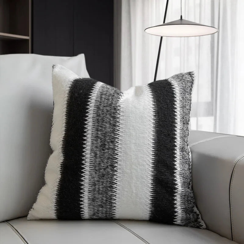 Decorbites™ Gestrickte Häkel-Kissenbezug Schwarz Grau Weiß Nordisch Einfach Luxuriös Kissenbezug