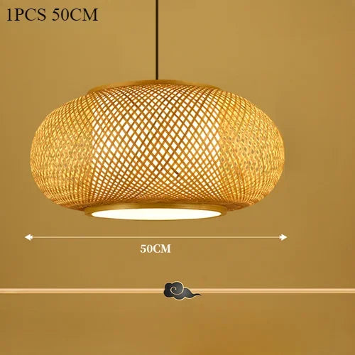 Japanese Bamboo Woven Pendant Lantern