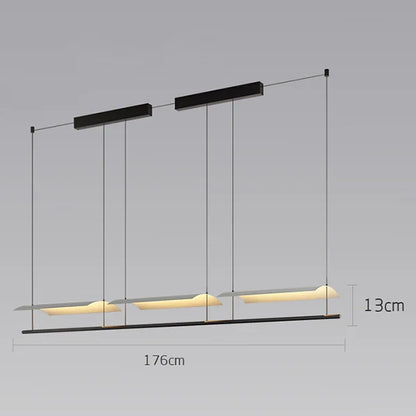 Wabi-Sabi Black Metal Acrylic Strip Pendant Light