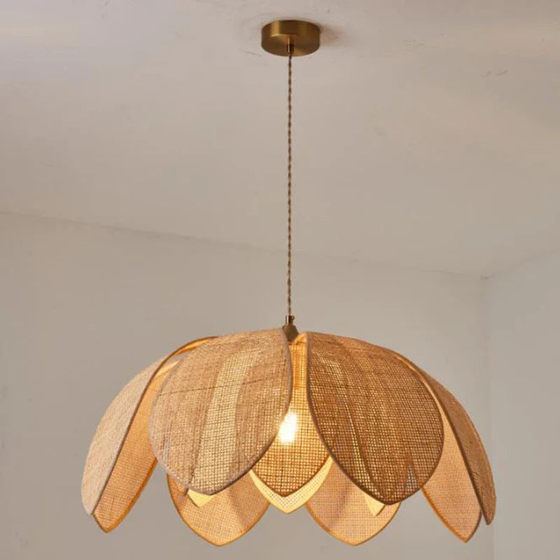 Decorbites™ Handgefertigte Rattan-Blütenblüten-Pendelleuchte mit chinesischem Stil-Design für Wohn- und Esszimmer