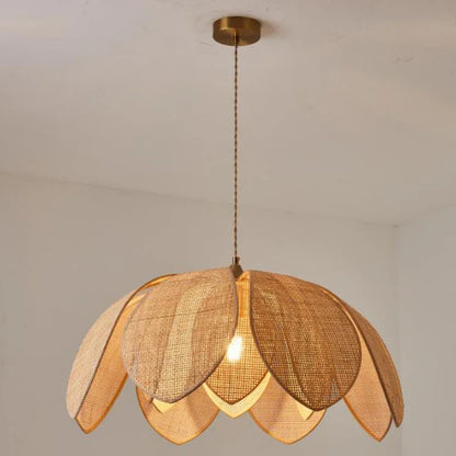 Decorbites™ Handgefertigte Rattan-Blütenblüten-Pendelleuchte mit chinesischem Stil-Design für Wohn- und Esszimmer