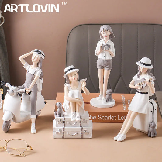 Decorbites™ Kawaii-Mädchen-Figurine-Skulptur für Raumdekoration und Schreibtischaccessoires