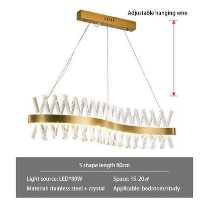 Decorbites™ Gold Metall S-förmige LED-Hängeleuchte für luxuriöse Wohn- und Essbereiche