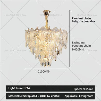 DecorBites™ French Crystal Chandelier Cream Wind Lighting Elegant Luxury Lights