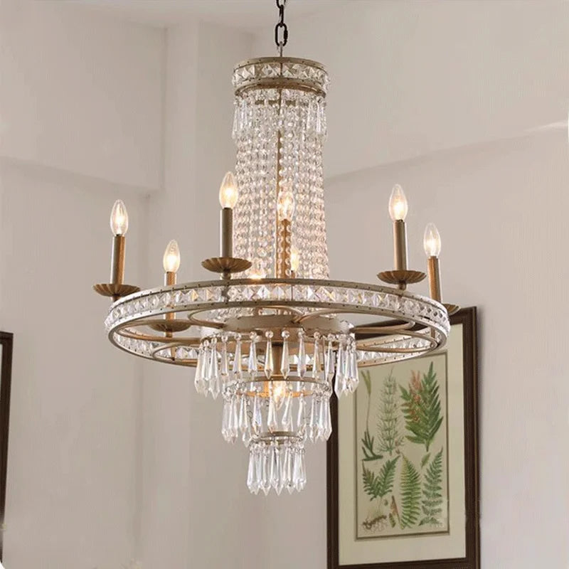 Decorbites™ Amerikanische Landhaus-Lüster Französisches Luxus-Eisen-Kristall-Lampe