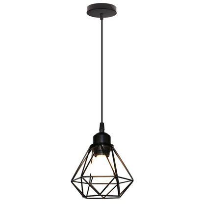 Vintage Black Metal Wire Cage Pendant Light