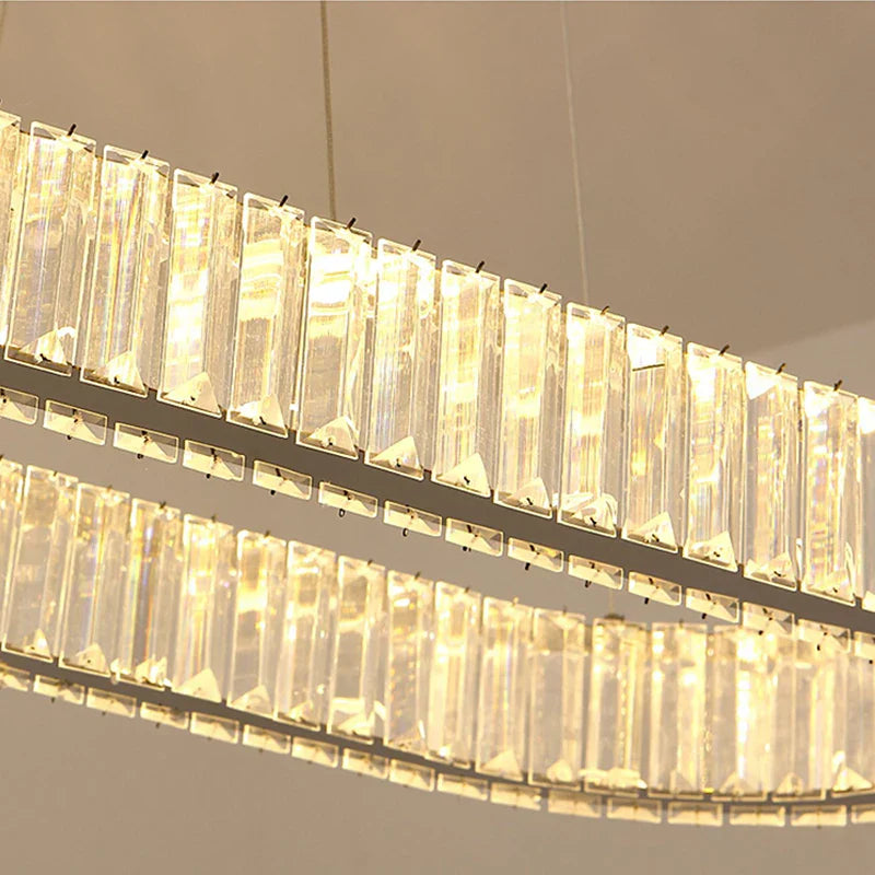 Decorbites™ Kristall-Oval-LED-Kronleuchter: Luxuriöse Leuchtarmatur für das Wohnzimmer – Modernes Design