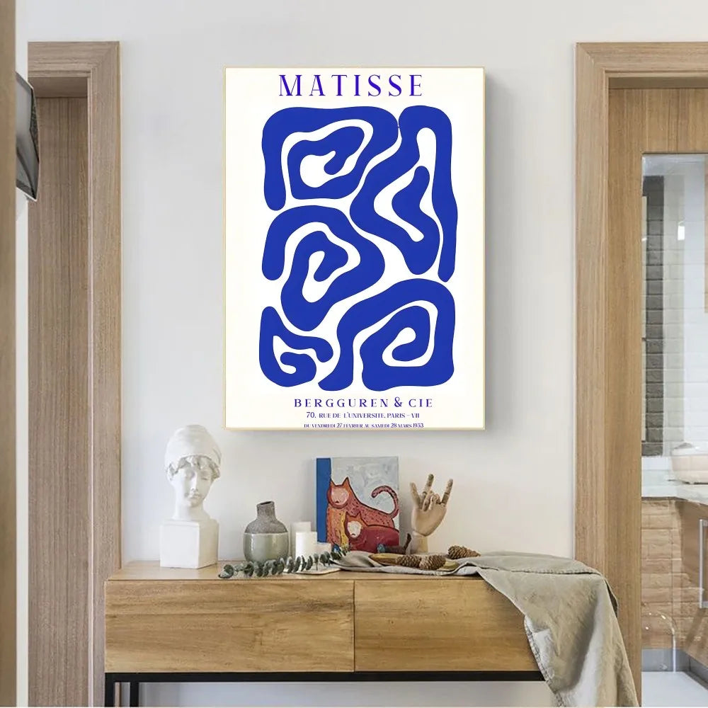 Abstract Klein Blue Simple Poster Wall Art Posters Vintage Canvas Prints Poster for Home Decoration Living Room Bedroom Decor