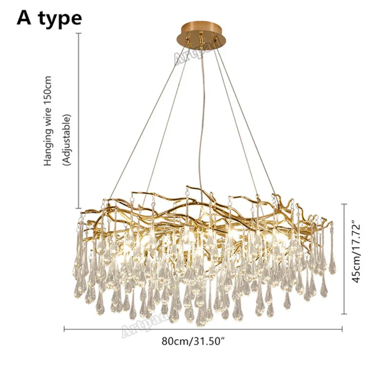 Decorbites™ Goldener Ast LED Deckenleuchter Moderner Wohnzimmer Pendelleuchte