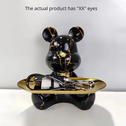 DecorBites™ Graffiti Bear Figurine: Modern Animal Statue & Key Storage Shelf