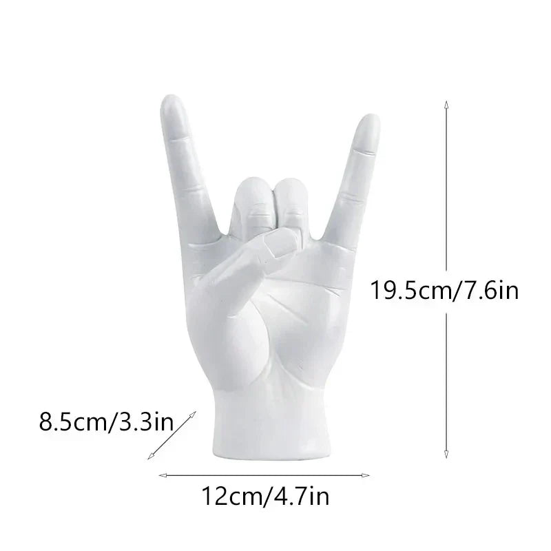 DecorBites™ Gold Rock Hand Gesture Sculpture Figurine for Chic Home Decor