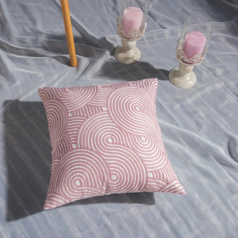 DecorBites™ Cotton Flower Embroidered Geometry Pillowcase 45*45cm - Sofa Living Room Bedside Pillows