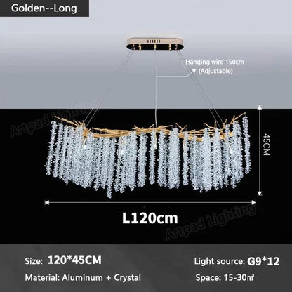 Decorbites™ Gold-Kristall-Kronleuchter: Moderner Luxus-Hängender Ast, für Esszimmer Küche Wohnzimmer Schlafzimmer