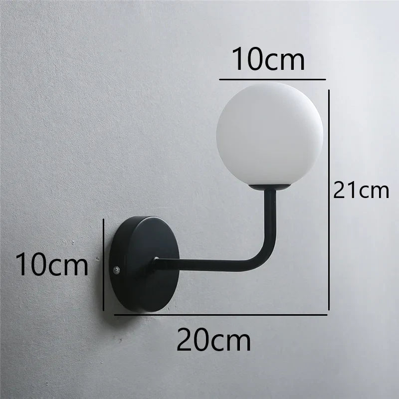DecorBites™ Glass Ball Metal Bend Wall Lamp for Living Room Bedroom, Nordic Retro Design