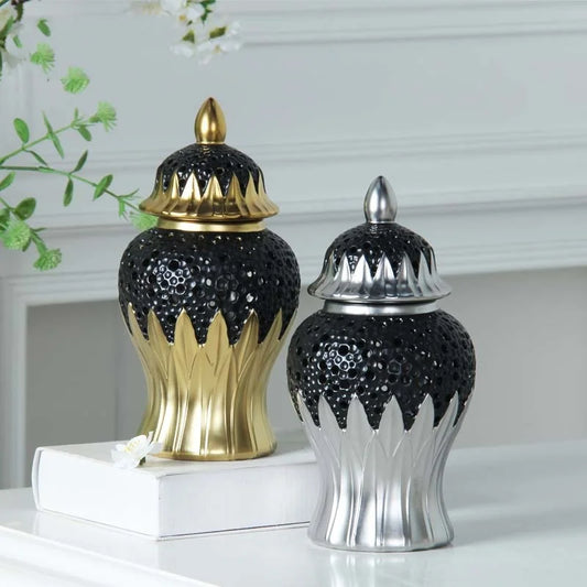 Decorbites™ Elegante Goldene Porzellan-Dose für die Heimdekoration und Aufbewahrung