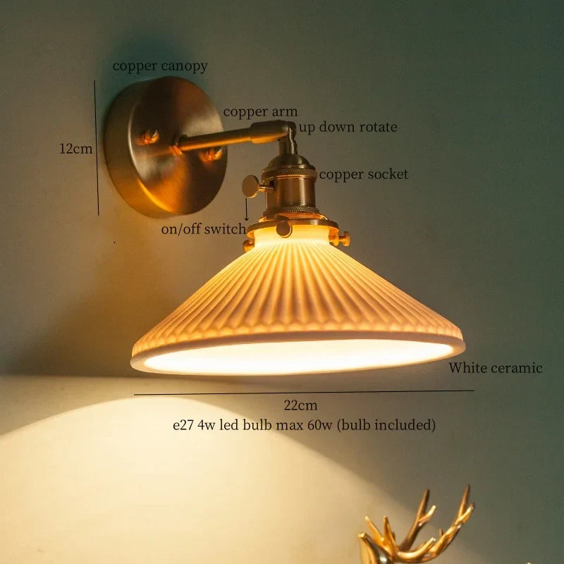 Copper Ceramic Wall Lamp White Ceramic Loft