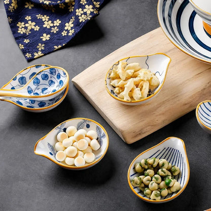 DecorBites™ Japanese Style Ceramic Sauce Plate Snack Dish Porcelain Tableware