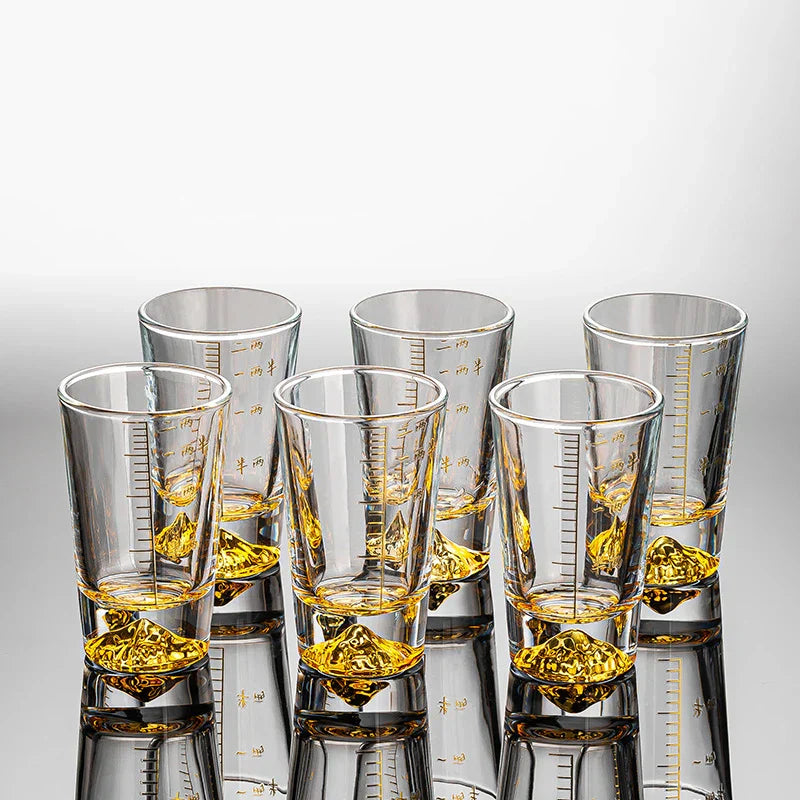Decorbites™ Klar-Glas-Likör-Tassen-Set 2oz Chinesische Spirituosen-Trinkgläser mit Skalenstrich