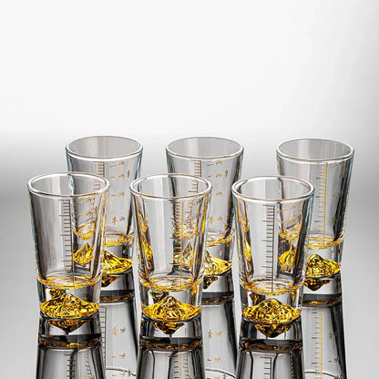 Decorbites™ Klar-Glas-Likör-Tassen-Set 2oz Chinesische Spirituosen-Trinkgläser mit Skalenstrich
