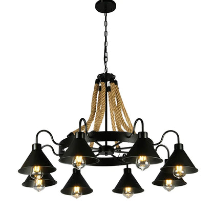 Decorbites™ Industrielles Hanfseil-Hängeleuchte mit Eisenlampenschirm