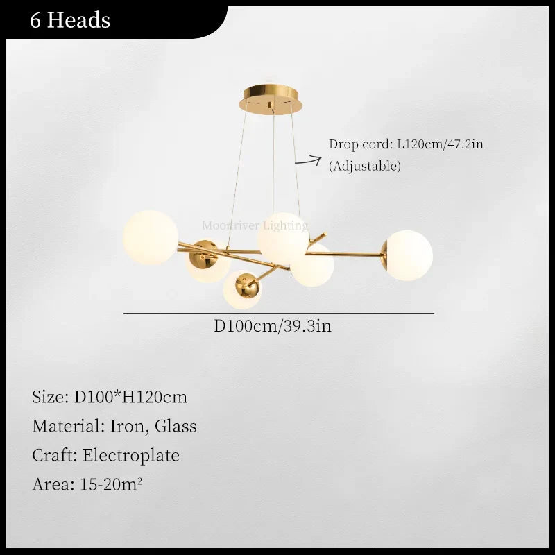 Decorbites™ Französischer Glasball-Lüster Vintage LED-Deckenpendellampe