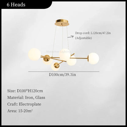 Decorbites™ Französischer Glasball-Lüster Vintage LED-Deckenpendellampe