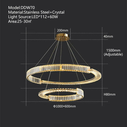 DecorBites™ Crystal Gold Ring LED Chandelier for Minimalist Luxury Home Decor
