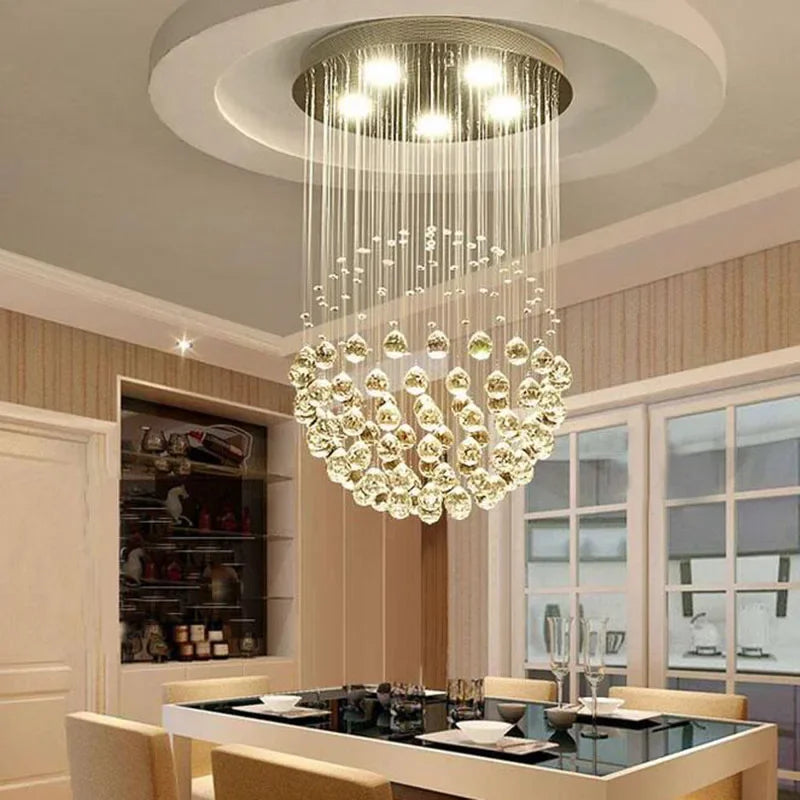 DecorBites™ Crystal Ball Ceiling Chandelier: Elegant LED Light Fixture for Home Decor