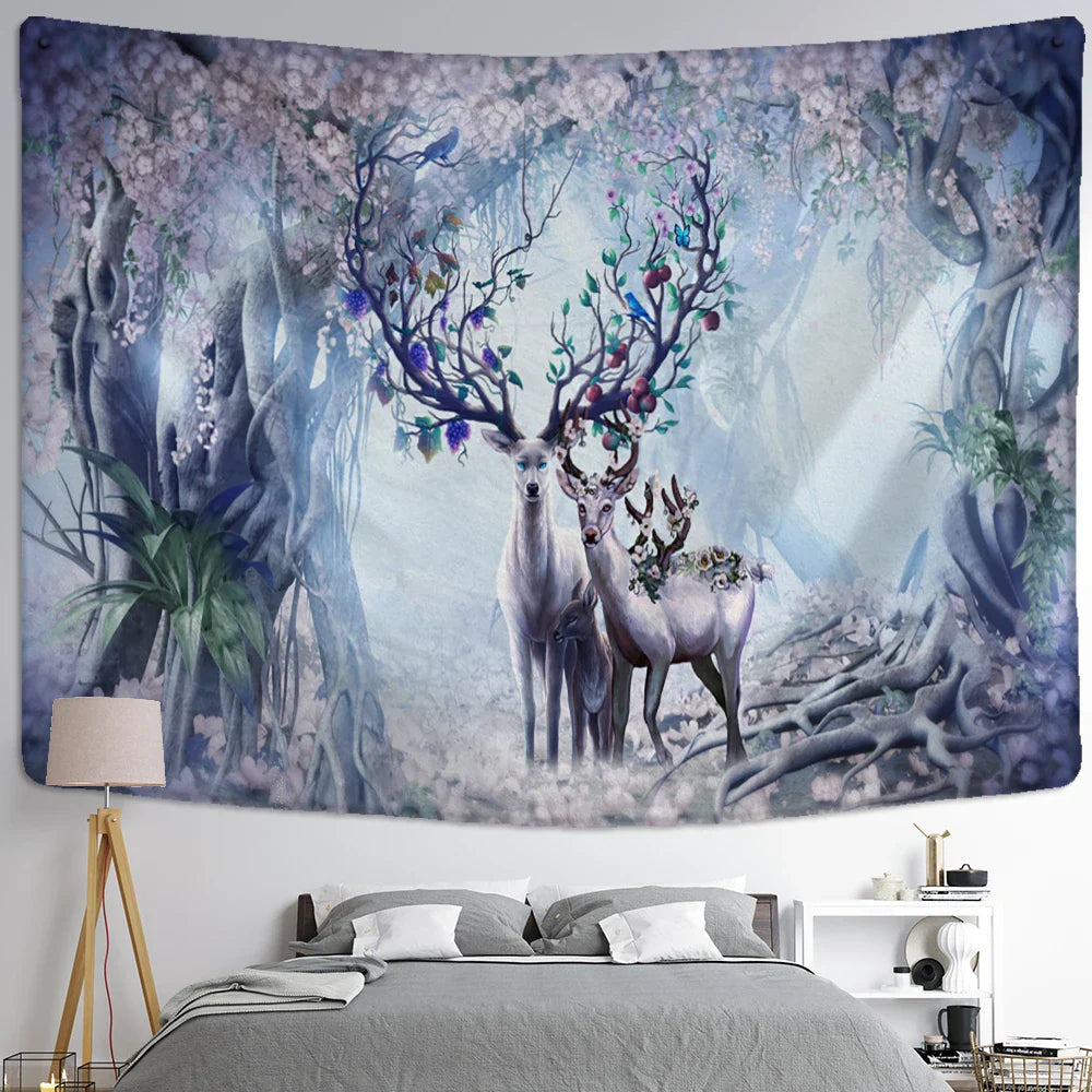 Decorbites™ Elch-Teppich Wandbehang Mystischer Sternenhimmel Wohnraumdekoration