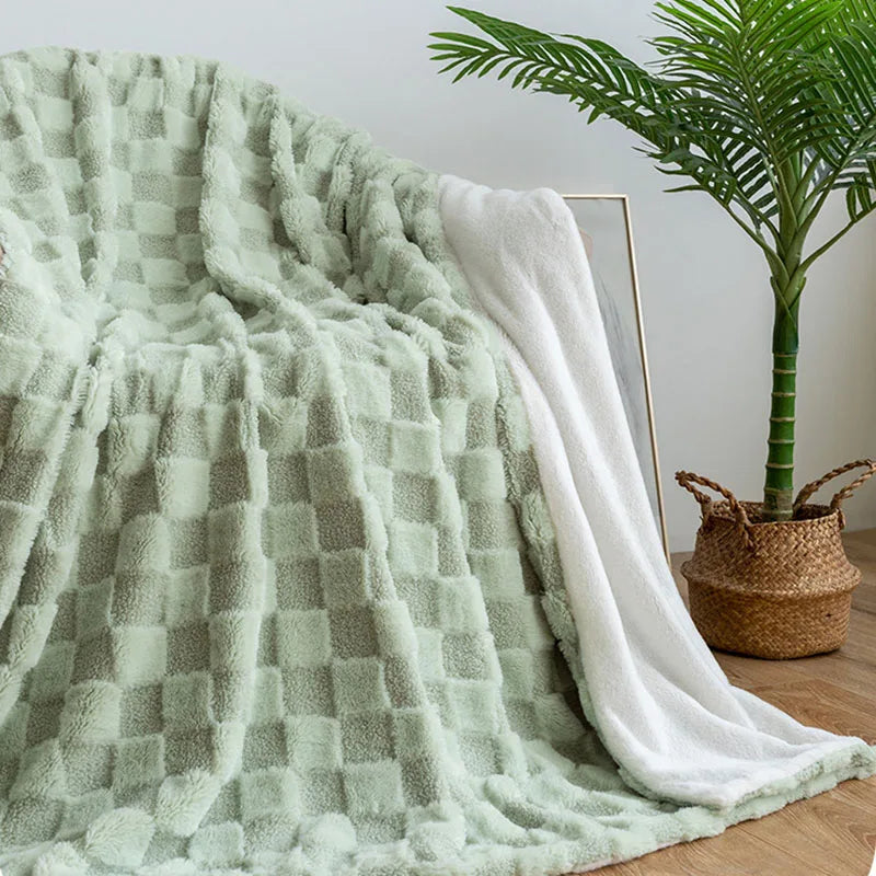 DecorBites™ Geometric Jacquard Flannel Sofa Cover - All Seasons Bed Sheets