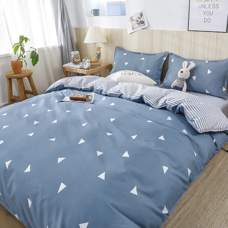 Decorbites™ Geometrisches Blumenmuster-Bettwäsche-Set mit Steppdecke, Bettbezug, Laken und Kissen