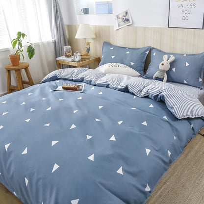 Decorbites™ Geometrisches Blumenmuster-Bettwäsche-Set mit Steppdecke, Bettbezug, Laken und Kissen