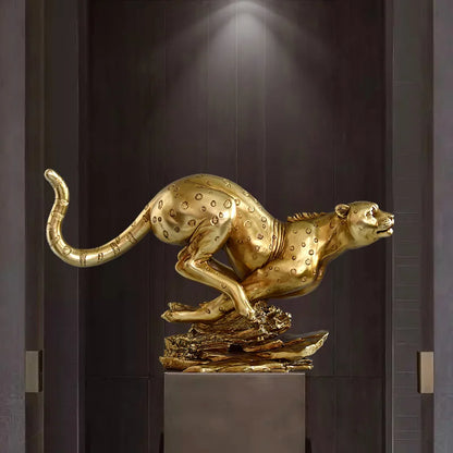 Decorbites™ Goldener Leopard-Harzskulptur - Handgefertigte Gepard-Dekoration