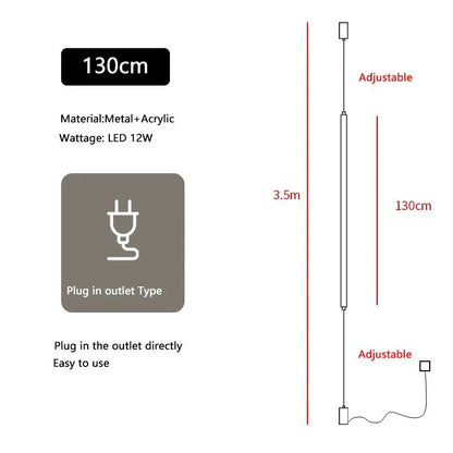 Italian Linear Black Metal & Acrylic Pendant Light
