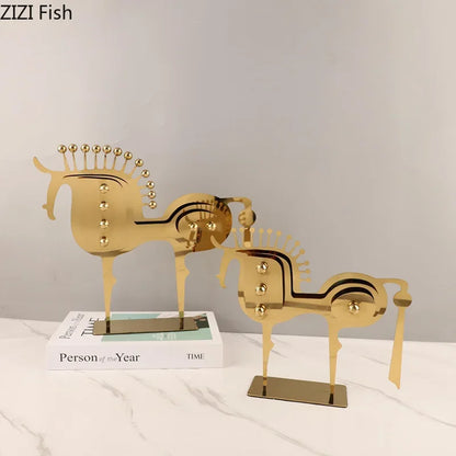 Decorbites™ Goldener Pferde-Metall-Tierskulptur Schreibtisch-Dekoration