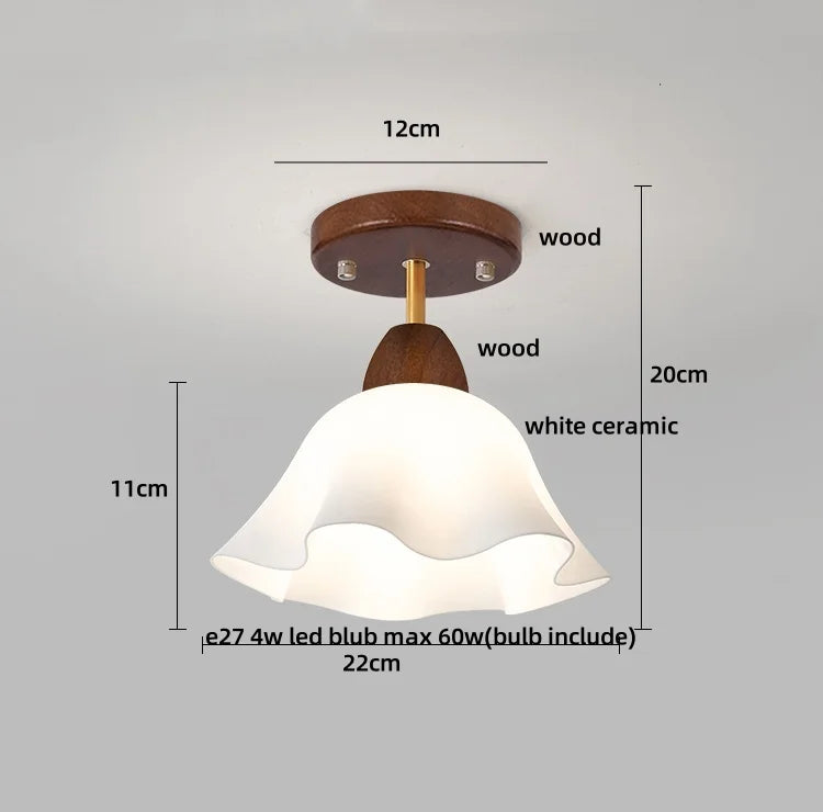 Decorbites™ Bernsteinglas-Holz-LED-Deckenleuchte für modernes Wohnzimmer.