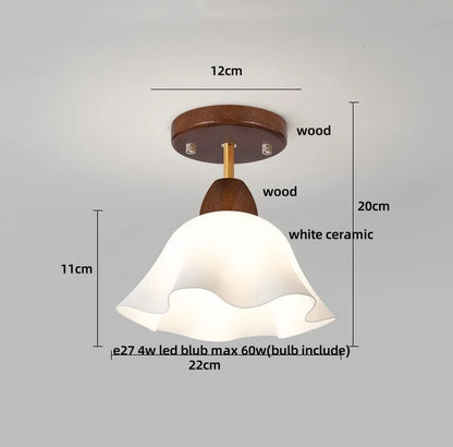 Decorbites™ Bernsteinglas-Holz-LED-Deckenleuchte für modernes Wohnzimmer.