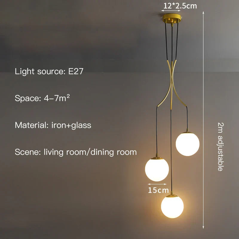 Decorbites™ Glas-Kugel-LED-Kronleuchter, moderner minimalistischer Loft-Villa-Treppenhaus-Dekor