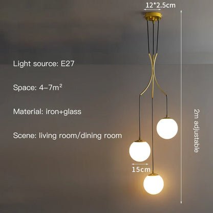 Decorbites™ Glas-Kugel-LED-Kronleuchter, moderner minimalistischer Loft-Villa-Treppenhaus-Dekor