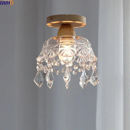 DecorBites™ Crystal Wood LED Ceiling Lamp Clear Glass Modern Indoor Lighting