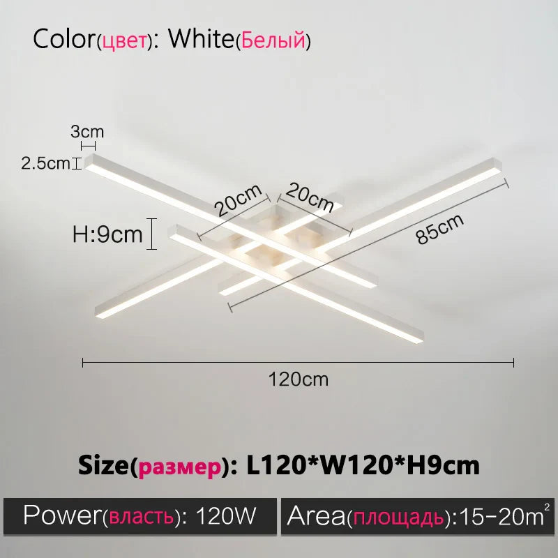 Decorbites™ Schwarze LED-Deckenleuchte Chandelier: Nordisch-minimalistisches Quadratisches Schlafzimmer-Wohnzimmer-Beleuchtung