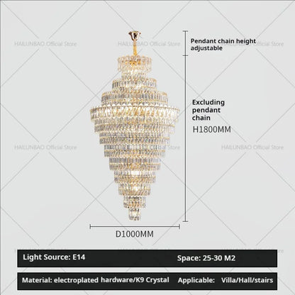 Decorbites™ Kristall-Leuchter: Penthouse-Lichtluxus für Villa-Wohnzimmer, rotierende Treppenhaus-Atmosphäre