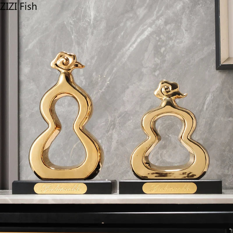 Decorbites™ Goldene Kürbis-Keramik-Skulptur Schreibtisch-Dekoration Porzellan-Handwerk Raumornamente