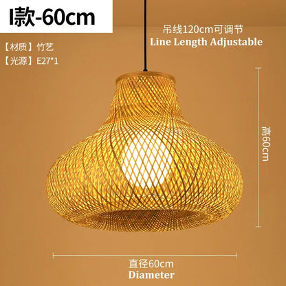 DecorBites™ Bamboo Pendant Light Hand Woven LED Chandelier for Home Decor