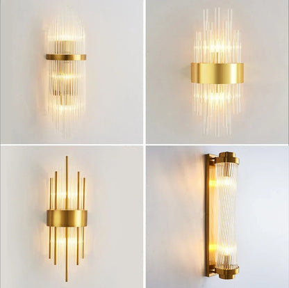 DecorBites™ Crystal Gold LED Wall Sconce for Bedroom Living Room Home Decoration