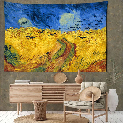 Decorbites™ Golden Field Öl-Gemälde-Teppich Wandbehang - Retro-Hippie-Kunst-Dekoration