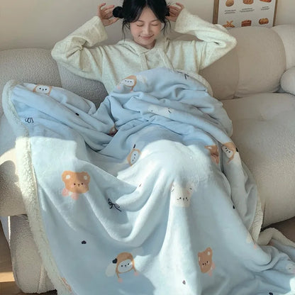 Decorbites™ Koreanisches Cartoon-Plüschdecke, weiche Nappensofabezug für Zuhause und Wohnheim